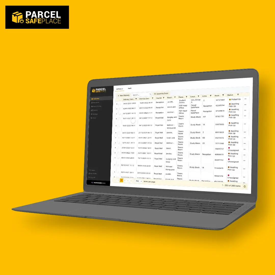 Parcel SafePlace custom software on laptop
