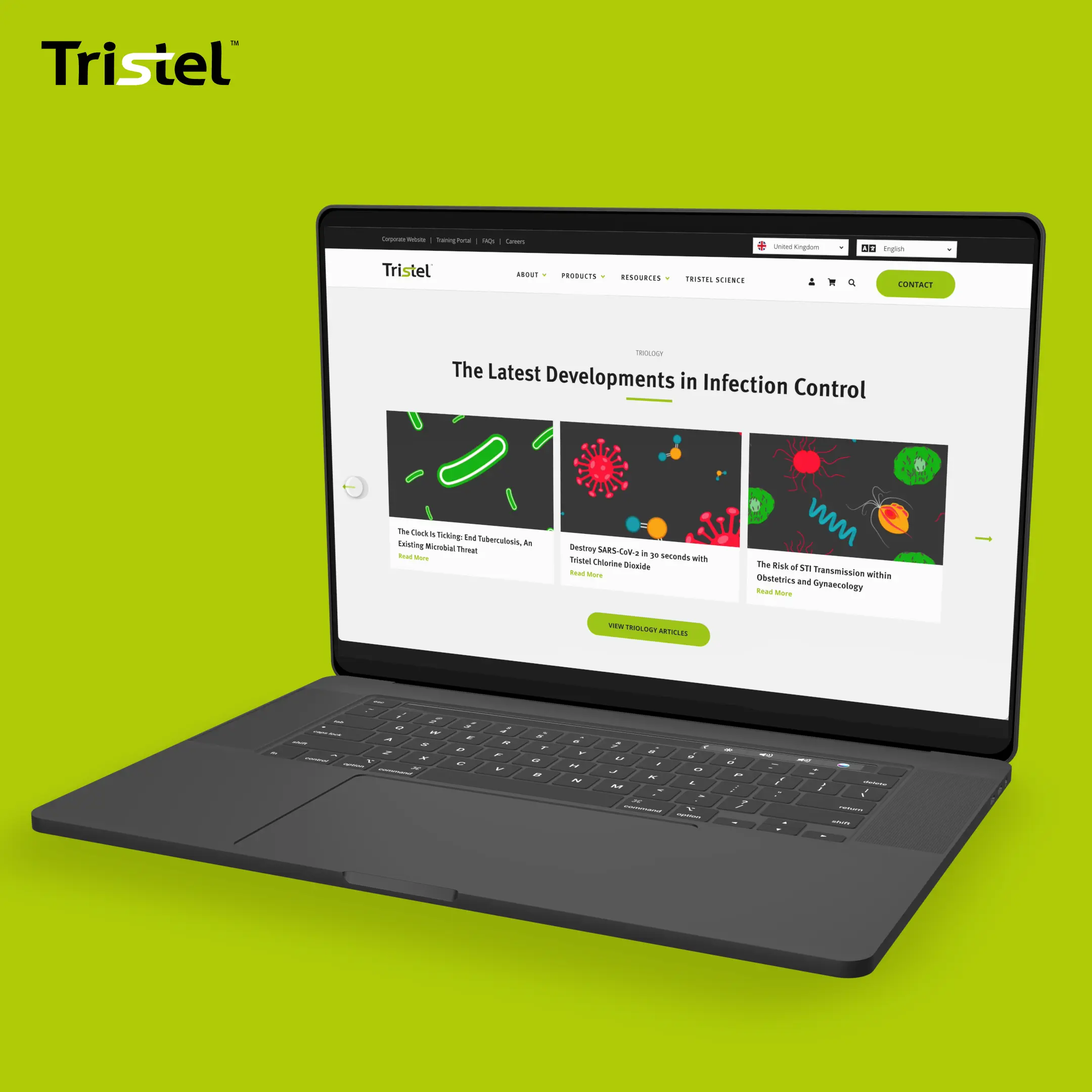 Tristel website and mockup and logo