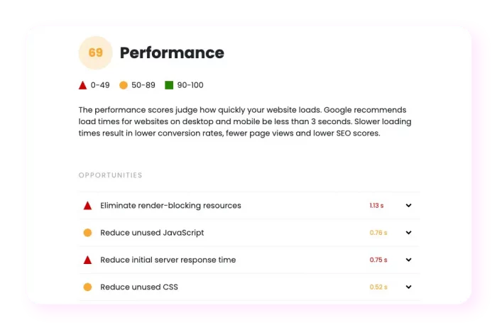 website audit performance scores