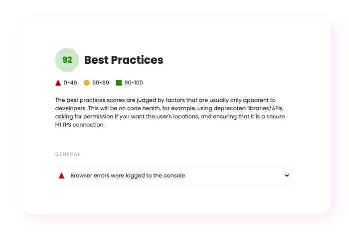 website audit best practices scores