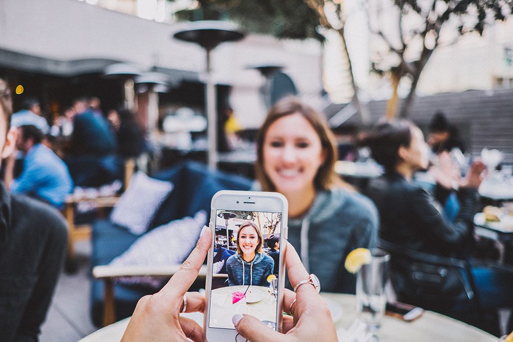 Woman having a photo taken