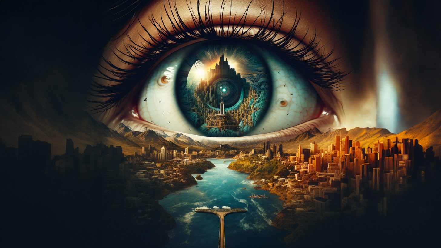 eye showing a city