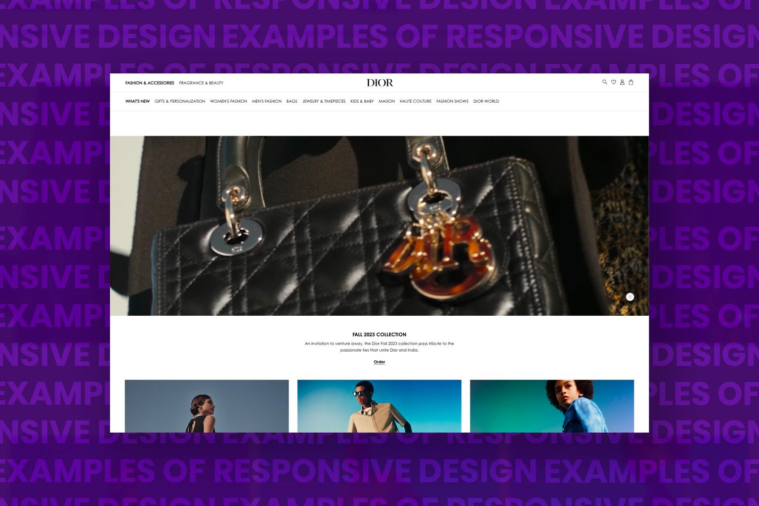 Dior website used as an example of responsive design