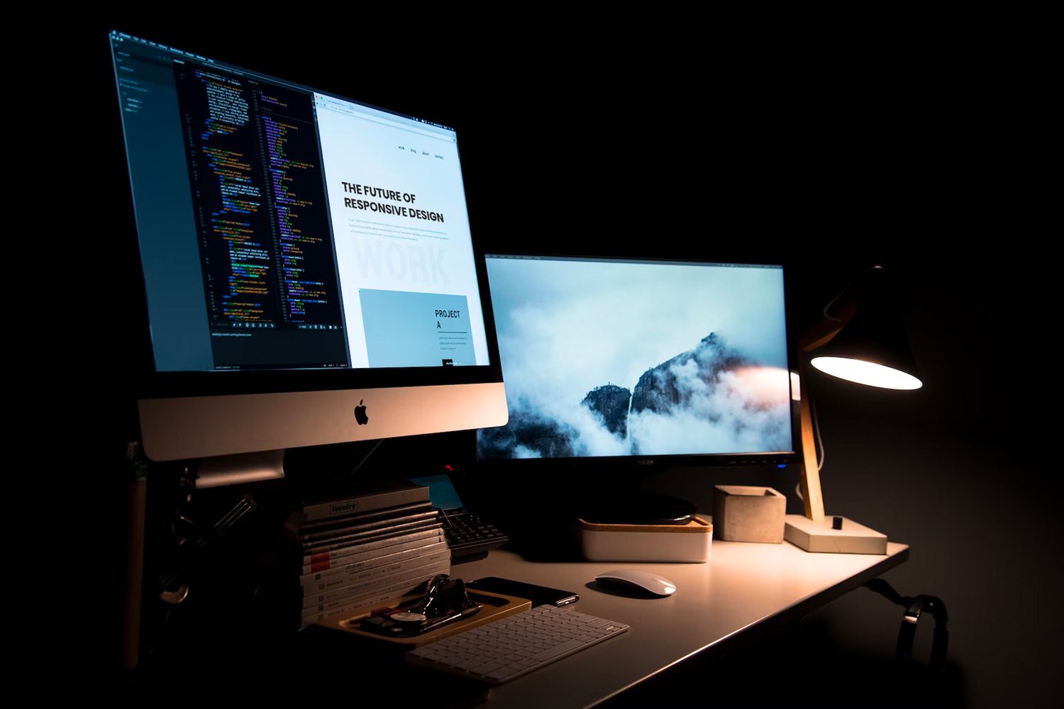 Two computer monitors next to each other