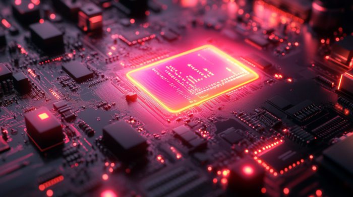 a visual representation of web app vs software on a computer chip board