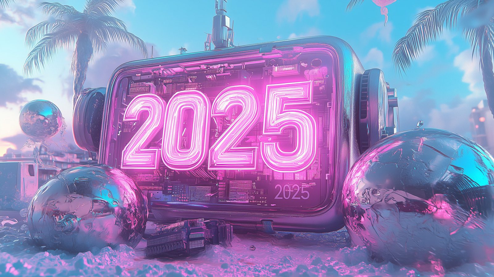 A futuristic computer showing a Digital Transformation Strategies for 2025