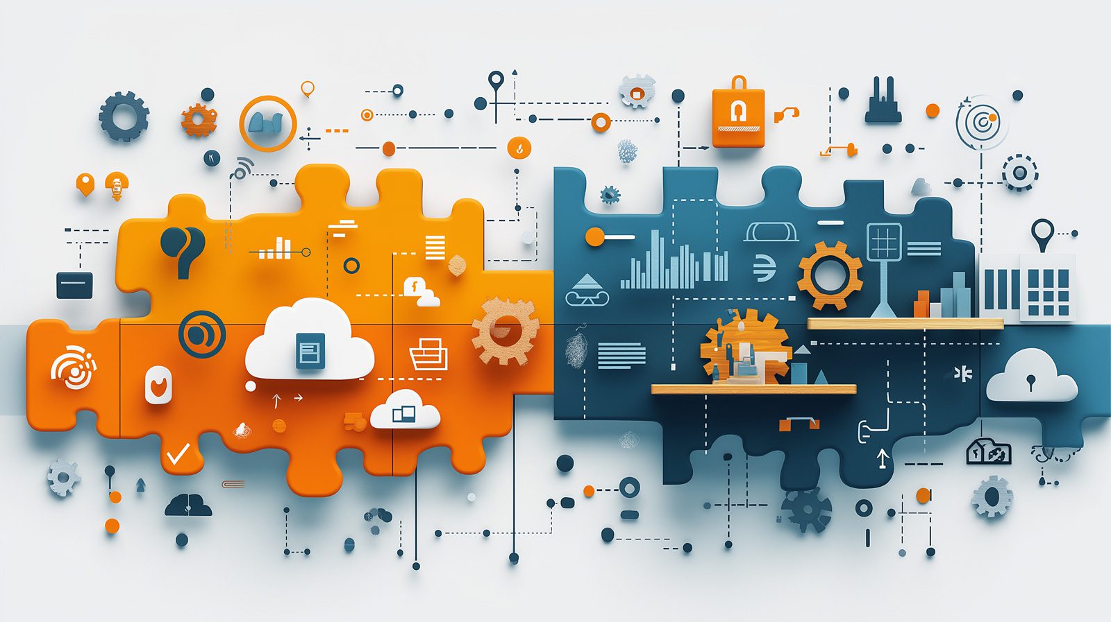 SaaS vs Bespoke Software abstract illustration