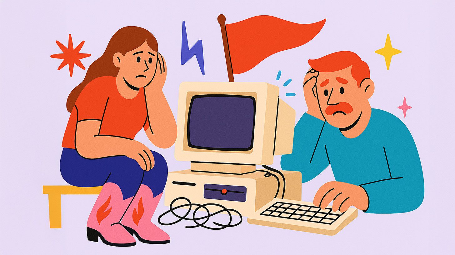 An illustration of the red flags of using legacy software