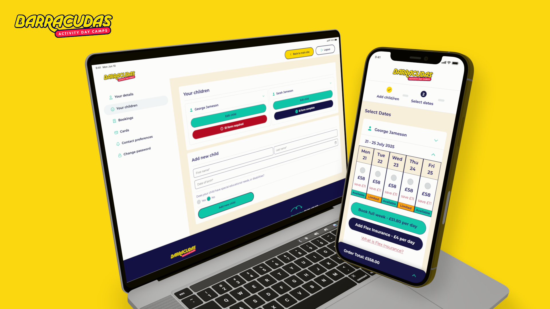 Barracudas custom booking system customer journey and portal